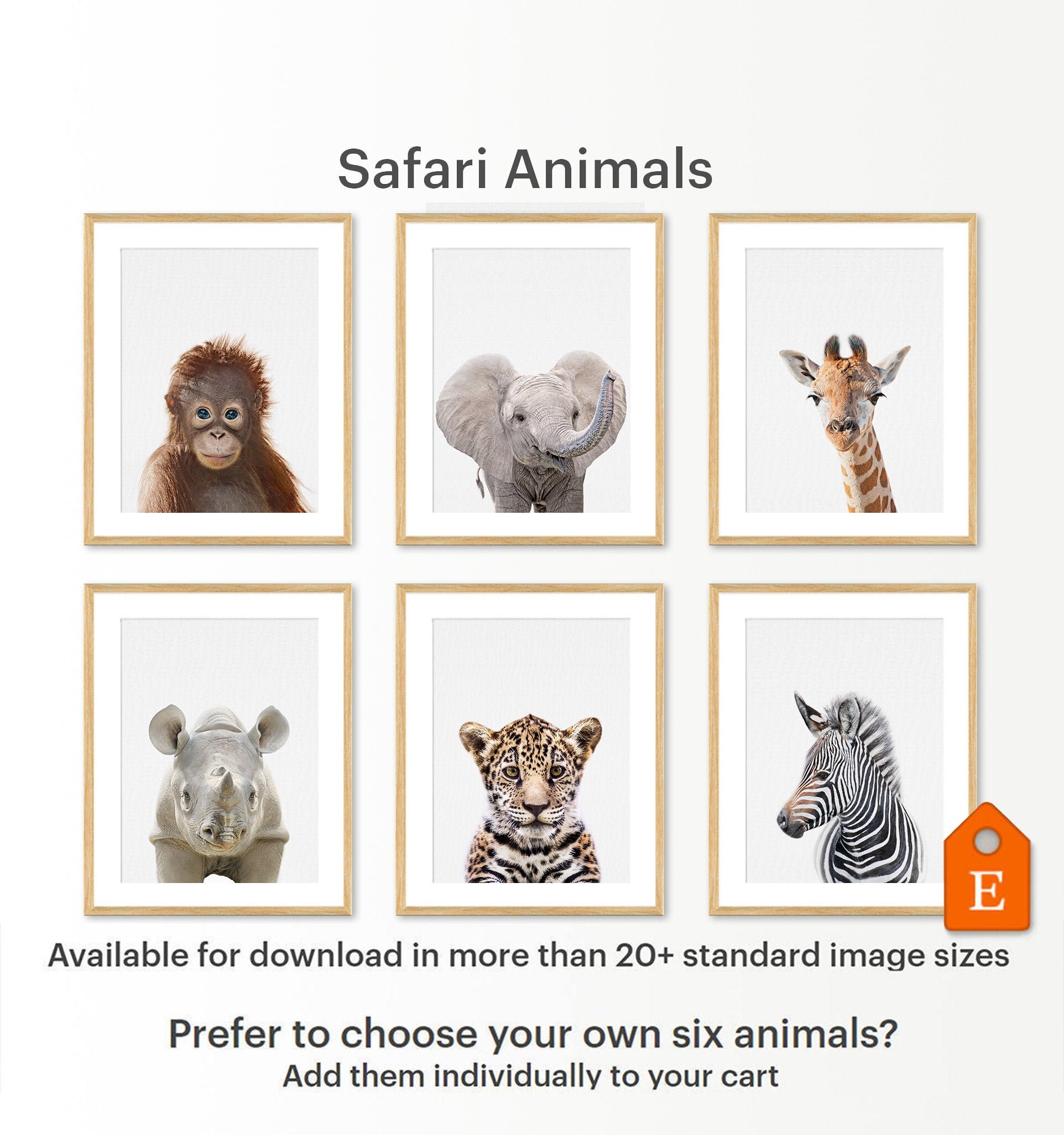 Baby Animal Safari Prints Printable Baby Animal Nursery | Etsy