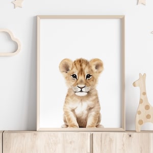 Lion Cub Print, Safari Animal Prints, Nursery Printable Wall Art, Animal Nursery Decor, Watercolour Lion Print, DIGITAL DOWNLOAD