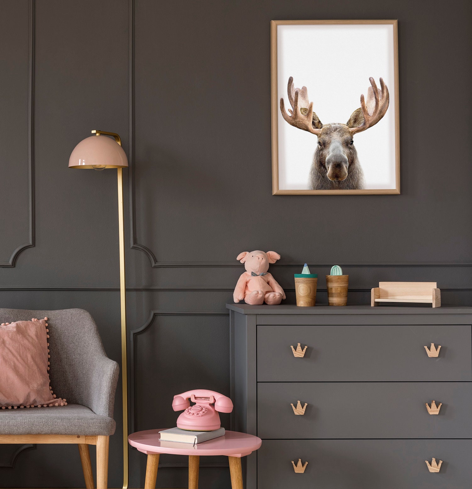 Moose Print Woodlands Nursery Boys Room Decor Nursery Etsy