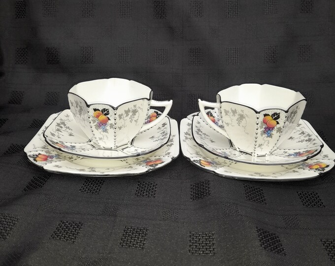 Shelley Triplets, Cups Saucers and Side Plates, Art Deco Etsy