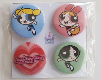 Powerpuff girls buttons/pins/badges 4pcs set