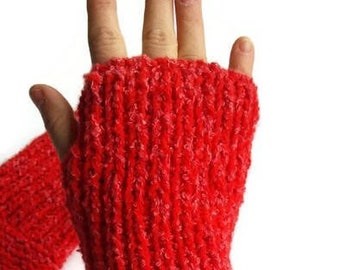 Red arm warmers, wool arm warmers, women's wrist warmers, handmade fingerless gloves, hand dyed, hand spun, hand knitted arm warmers