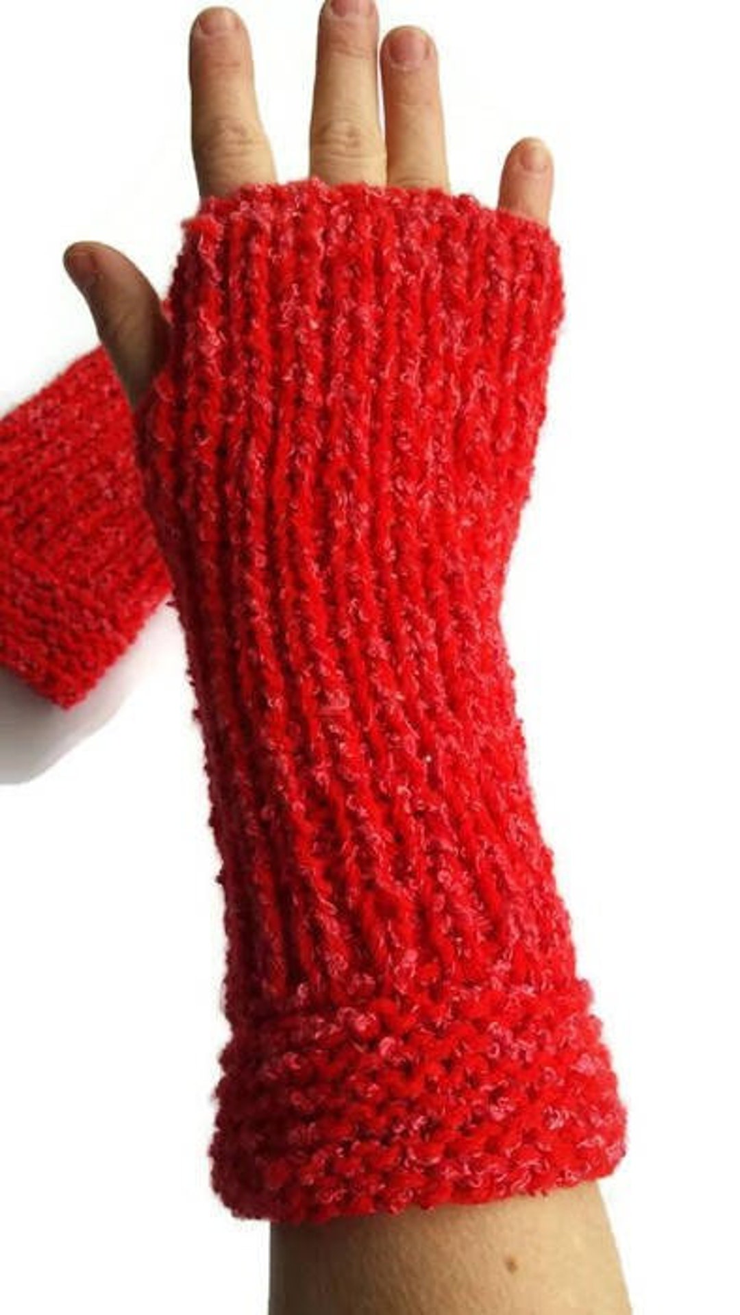 Red Arm Warmers, Wool Arm Warmers, Women's Wrist Warmers, Handmade Fingerless Gloves, Hand Dyed
