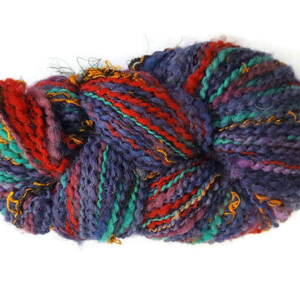 Laine à tricoter fil, pelote de fil de laine à tricoter, boule de fil à tricoter, fil violet arc en ciel, fil multicolore, fil teint à la main, fil filé