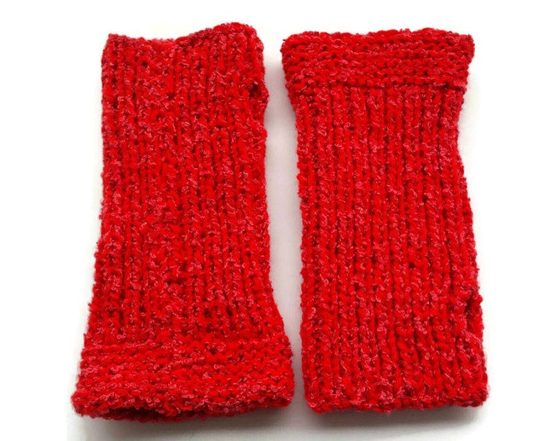 Red Arm Warmers, Wool Arm Warmers, Women's Wrist Warmers, Handmade