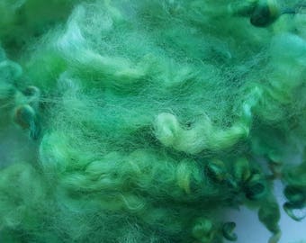 Jolly Green variegated wool fleece, 1oz, dyed fleece wool, wool locks, craft supplies, crafting, needle felting, wool felting, weaving