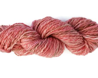 Pink wool yarn, merino wool yarn, handmade yarn, knitting yarn, weaving yarn, crochet yarn, art yarn, handspun yarn, hand dyed yarn