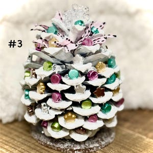 Pinecone Christmas tree. Large, decorated pinecone.