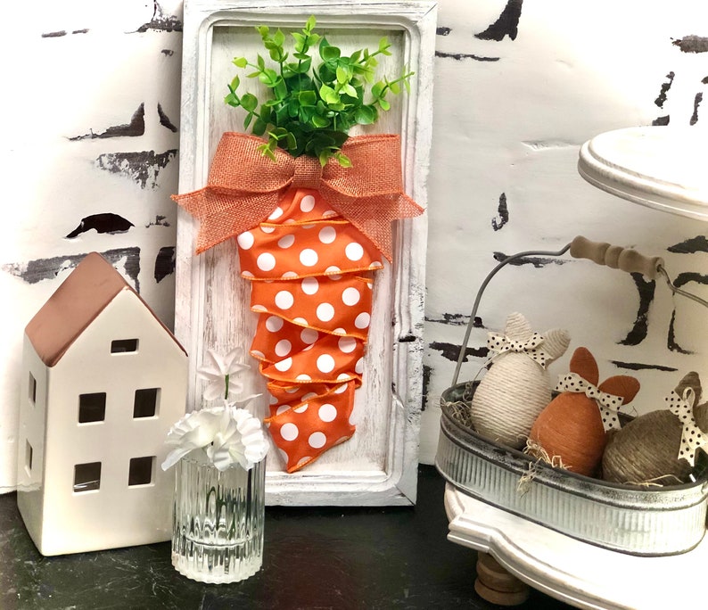 Carrot pictures, Easter wall hanging, farmhouse, door hanger, carrot artwork, rustic, reclaimed wood, image 2