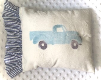 LITTLE BLUE TRUCK baby pillow, shower gift, baby gift, old time truck