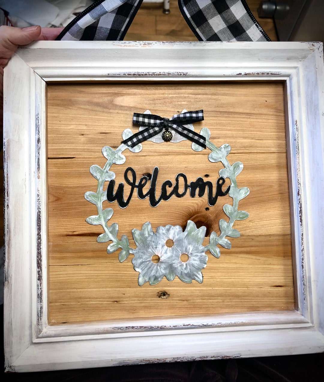 Framed Welcome Sign, Black & White, Rustic Frame, Charming - Etsy