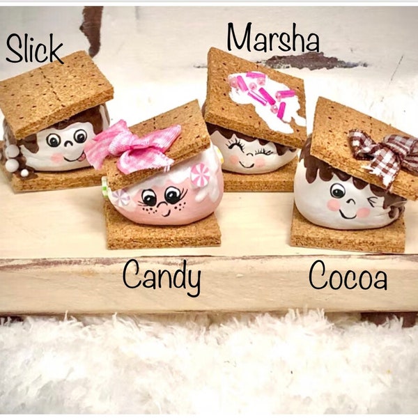 Faux, mini s’mores, friends, marshmallow buddies, coffee bar, cocoa bar, faux desserts, tiered tray, camping