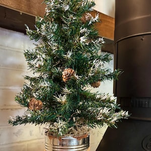 Mini Christmas tree/  rustic/ woodsy/ table top tree/ with fairy lights / 20” tall