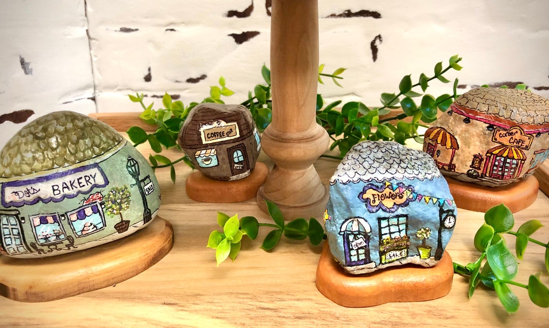Painted Rocks, Town, Buildings, Tiny Town, Fire Dept., Police Station ...