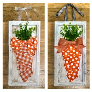 Carrot pictures, Easter wall hanging, farmhouse, door hanger, carrot artwork, rustic, reclaimed wood, image 5