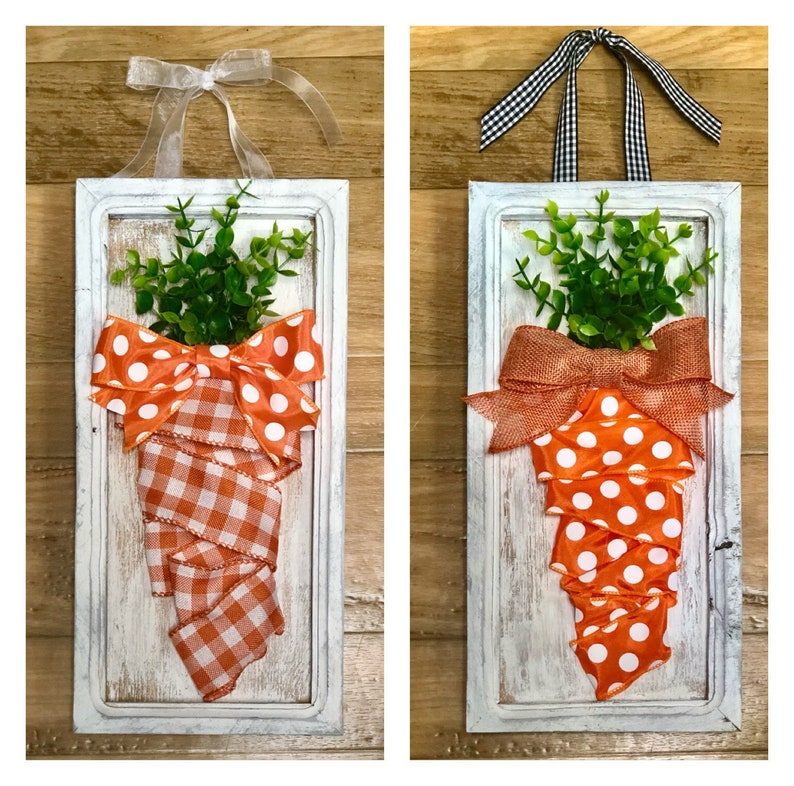 Carrot pictures, Easter wall hanging, farmhouse, door hanger, carrot artwork, rustic, reclaimed wood, image 5