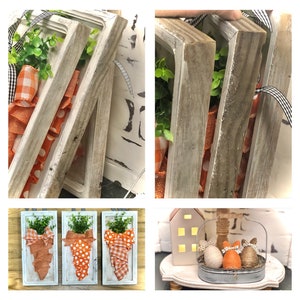 Carrot pictures, Easter wall hanging, farmhouse, door hanger, carrot artwork, rustic, reclaimed wood, image 8