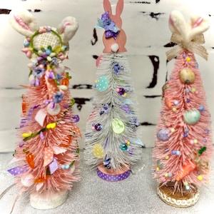 little Easter trees, bottle brush trees, spring, 10”, bunny tree