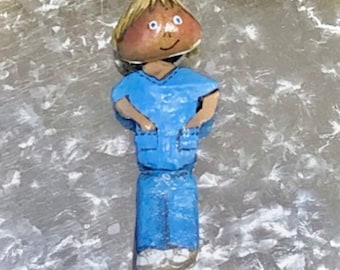 Rock doll, painted rock, doctor doll, medical field, magnet doll, fridge magnets, interchangeable