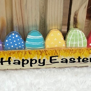 Happy Easter,  egg sign, egg carton, hand made, wood