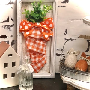 Carrot pictures, Easter wall hanging, farmhouse, door hanger, carrot artwork, rustic, reclaimed wood, gingham check