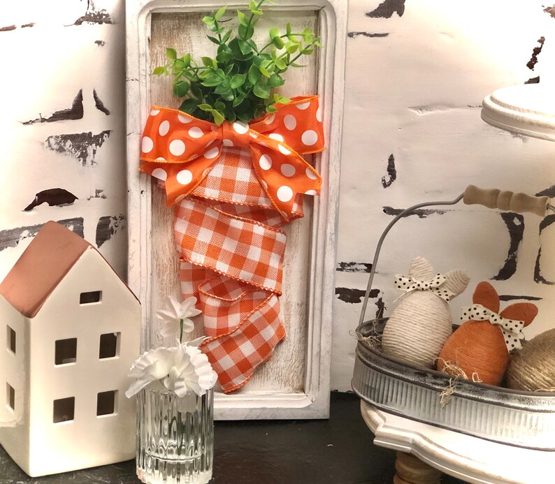 Carrot pictures, Easter wall hanging, farmhouse, door hanger, carrot artwork, rustic, reclaimed wood, gingham check