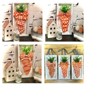 Carrot pictures, Easter wall hanging, farmhouse, door hanger, carrot artwork, rustic, reclaimed wood, image 3