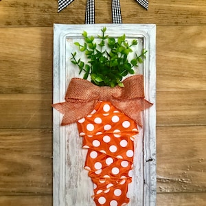 Carrot pictures, Easter wall hanging, farmhouse, door hanger, carrot artwork, rustic, reclaimed wood, polka dot