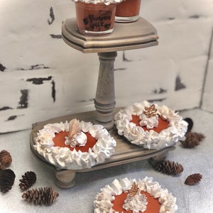 FAUX PUMPKIN PIE, mini pie, tiered tray decor, fall, thanksgiving, fake dessert,