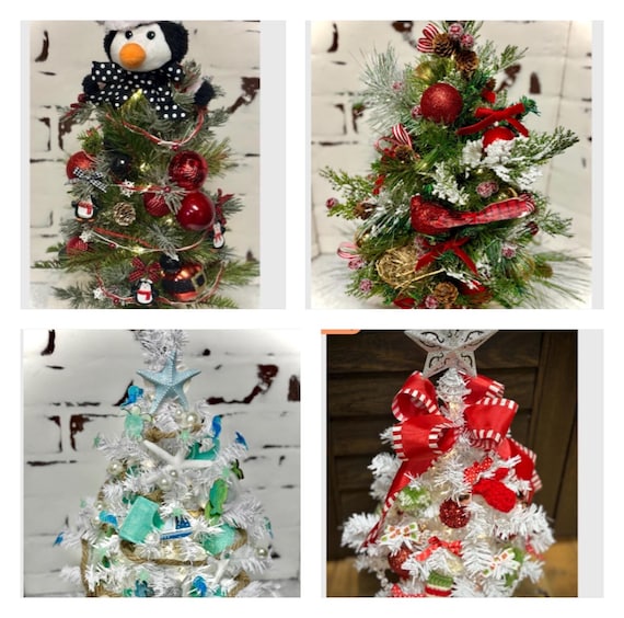 Table Top Christmas Tree White Fully Decorated Pre Lit - Etsy