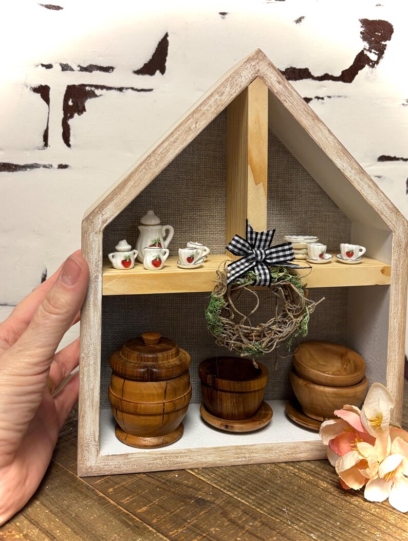 Mini House Shape Rack Shadow Box, House Shaped Shelf. 8” X 10” - Etsy