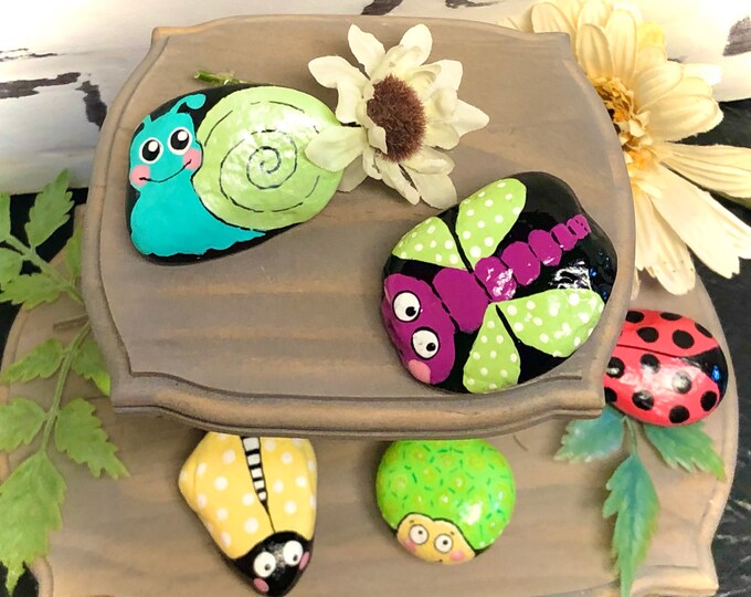 CUTE BUGS, Painted Rocks, Dragonfly, Bee’s, Turtle, Ladybug, Snail ...
