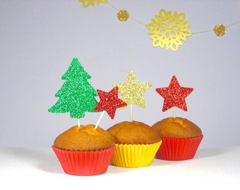 Christmas Decorations, Christmas Cupcake Toppers