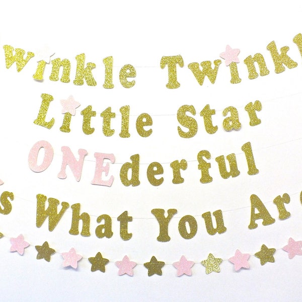 Twinkle, Twinkle Little Star Onederful ist, was Sie sind, Gold-Glitter Banner, rosa und Gold Geburtstag, erster Geburtstag