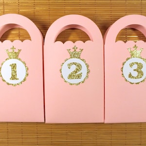 Prinzessin Party zugunsten Taschen, Gold und rosa ersten Geburtstag, rosa, Mint, Creme und blaue Süßigkeiten Taschen