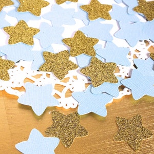 Twinkle Little Star Confetti, goud en blauw eerste verjaardag, Twinkle Star verjaardag, blauw en goud verjaardag, Baby jongen verjaardag