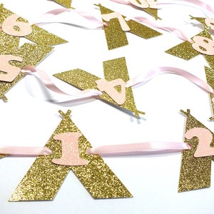 Teepee Photo Banner, Wild One Party, 1-12 Months Banner, Baby Girl First Birthday, Gold and Pink Birthday, First Birthday