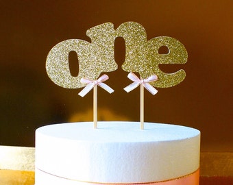 Goud roze Bow taart Topper, een Cake-Topper, goud en roze, goud en Blush, eerste verjaardag, verjaardag Decor, roze en gouden verjaardag