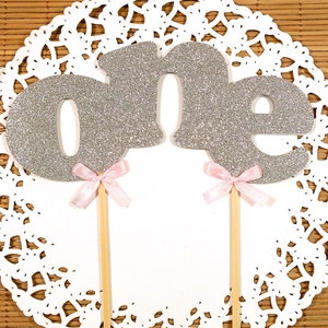 Gold Pink Bow Cake Topper, One Cake Topper, Gold and Pink, Gold and Blush, First birthday, Birthday Decor, Pink and Gold Birthday