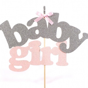 Cake Topper, Baby Girl Cake Topper, Silver or Gold and Pink, Silver and Blush, Baby Shower, It is a Girl