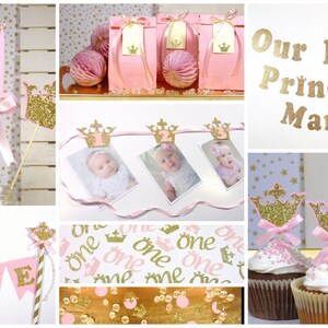 Little Princess Party, Crown Favor Bags, Gold and Royal Blue, Gold and Pink, First birthday, Birthday Treat Bags image 5