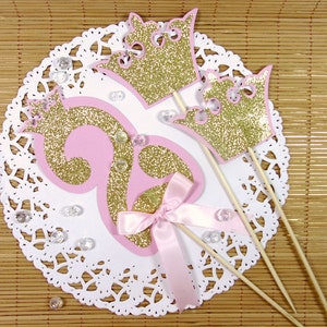 Little Princess Party, Crown Centrepieces, Gold and Pink First Birthday, Pink and Gold, Silver and Pink Birthday, First Birthday