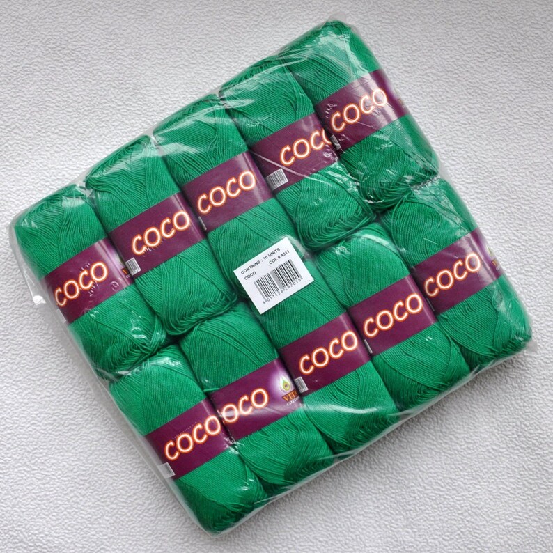 Yarn Coco made inIndia. crochet Cotton thread Vita Cotton Yarn Yarn for knitting Green Summer Yarn Baby yarn Mercerized cotton