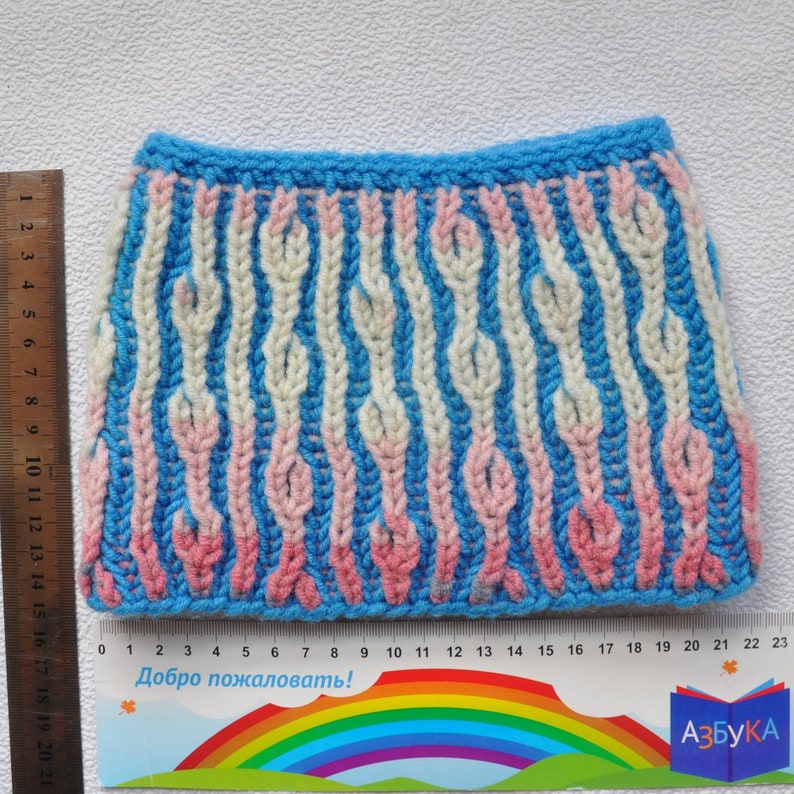 Ear warmer Pony tail Beanie Brioche Knit Head band Double sided Womens head band Hair band stone Chunky blue Headband Brioche stitch.