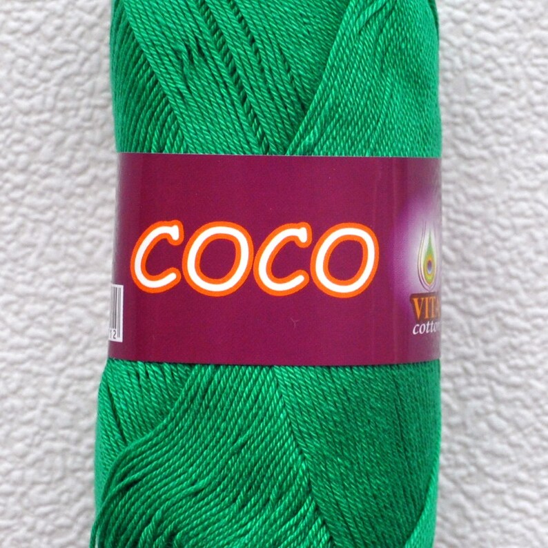 Yarn Coco made inIndia. crochet Cotton thread Vita Cotton Yarn Yarn for knitting Green Summer Yarn Baby yarn Mercerized cotton