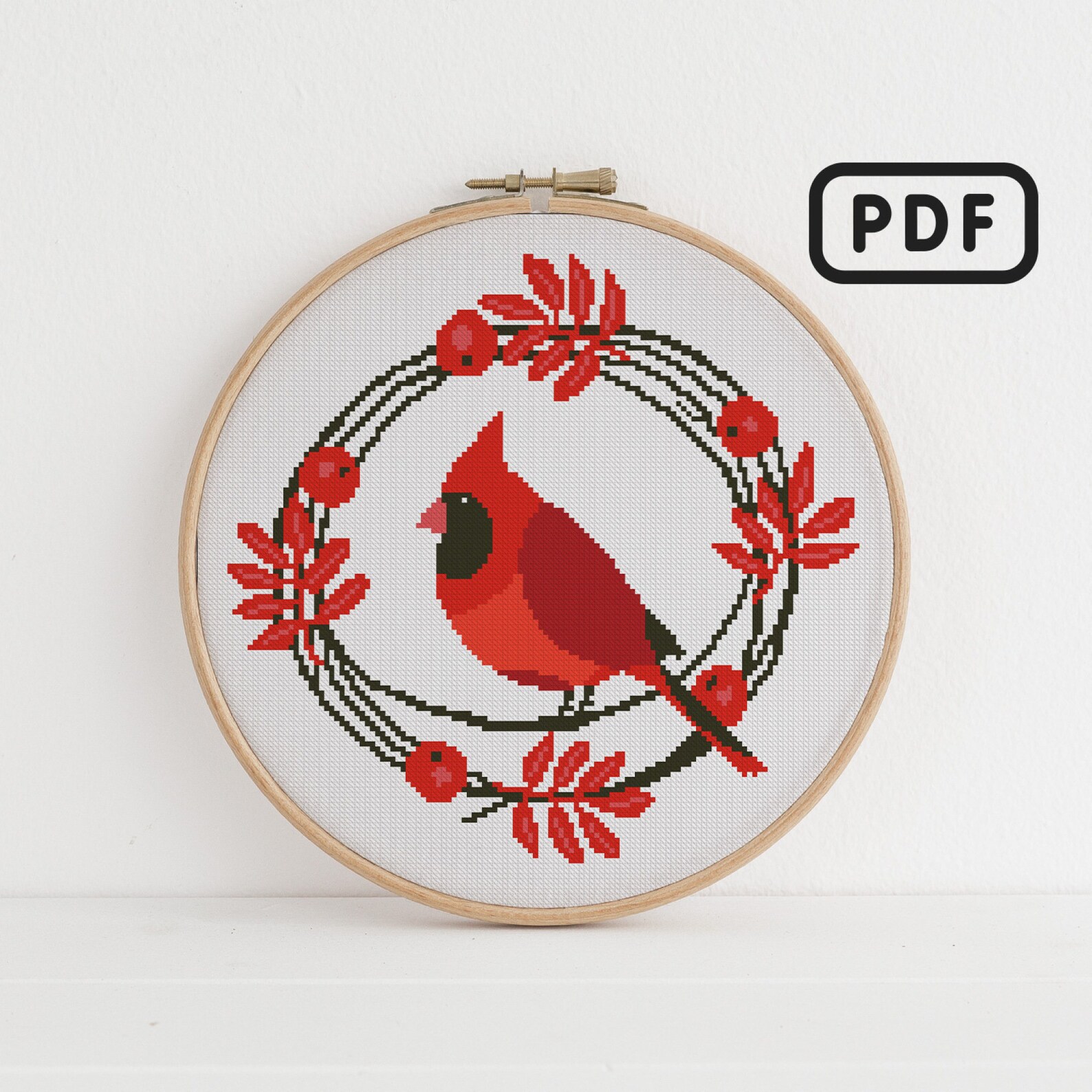 Bird Red Cardinal Cross Stitch Pattern PDF. Christmas Home Etsy