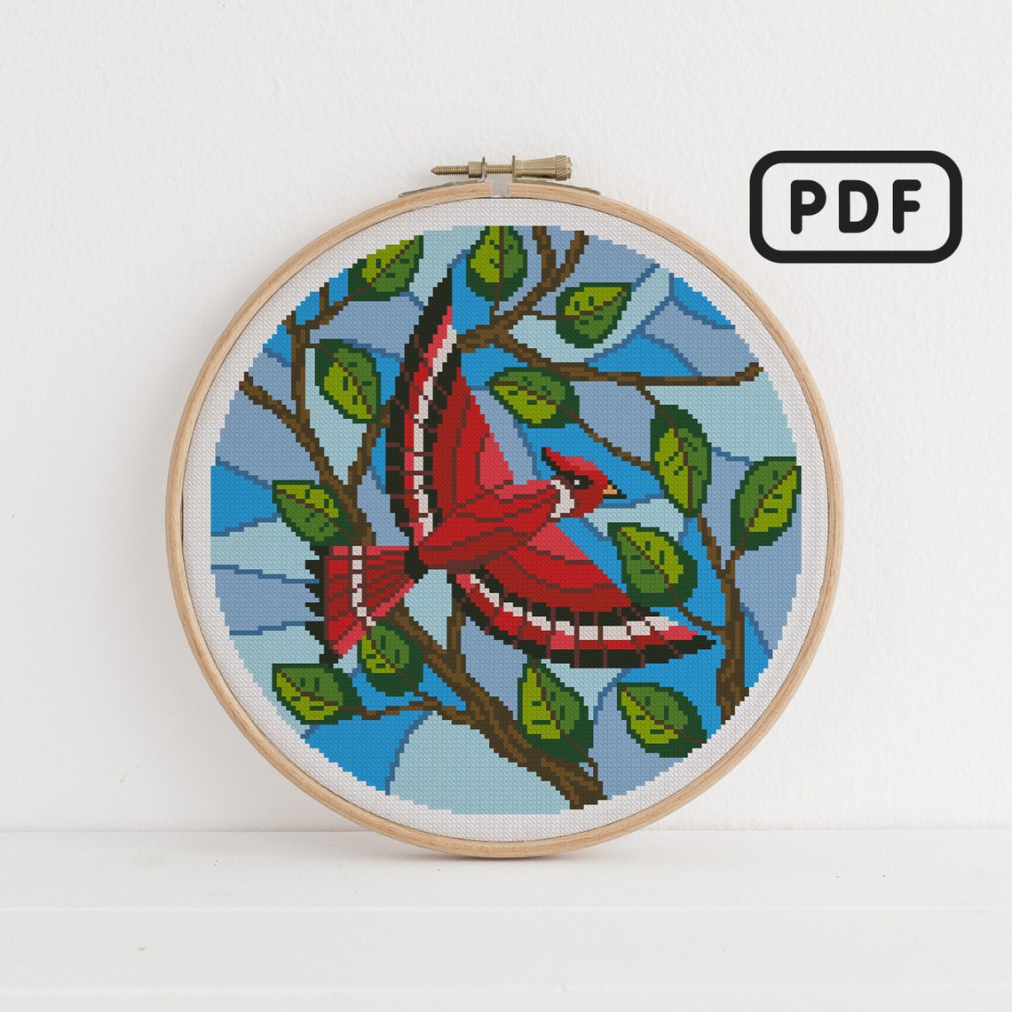 Bird Cardinal Cross Stitch Pattern PDF. Flying Bird Home Etsy