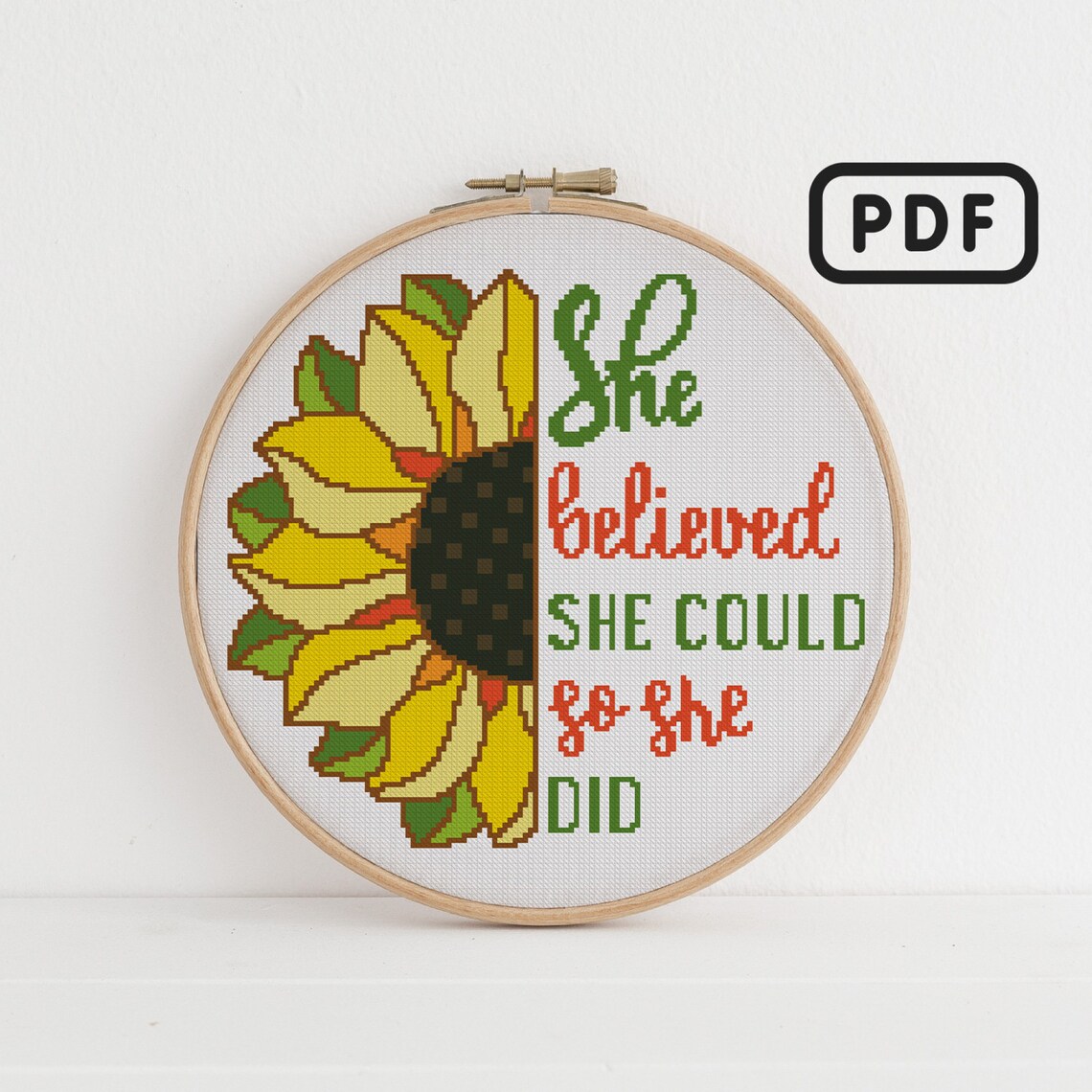 Inspirational Quote Cross Stitch Pattern PDF. Sunflower Home Etsy