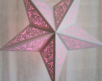 3D Paper Star Lantern w Scroll Cutouts - SVG CUTTING FILE Pdf special occasion, luminaire, design, pattern, template, decoration, party