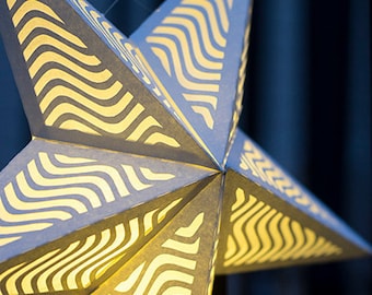 Linterna de estrella de papel 3D con recortes ondulados - ARCHIVO DE CORTE SVG ocasión especial, luminaria, iluminación, diseño, patrón, decoración, fiesta